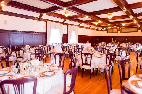 Elegant wedding reception set up in beautiful Paso Robles Inn Ballroom wedding venue