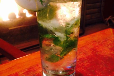 Cucumber Mojito by the Fireplace at Paso Robles Inn Steakhouse